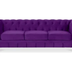 Canape Chesterfield Velours 3 Places Altesse Violet