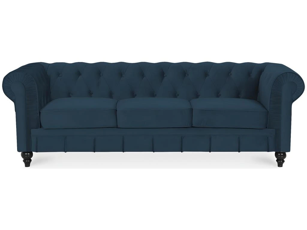 Canape Chesterfield Velours 3 Places Altesse Bleu Foncé 1 Canape Chesterfield Velours 3 Places Altesse Bleu Foncé