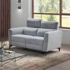 MUMBAI - Canapé Fixe 2 Places Gris Foncé