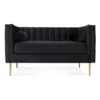 Canapé 2 Places James Velours Noir Pieds Doré