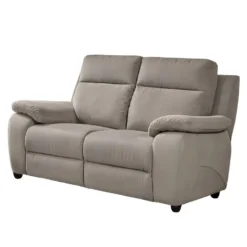 VIGO - Canapé Fixe 2 Places Tissu Gris Clair