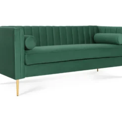 Canapé 3 Places James Velours Vert Pieds Doré -Promos Chesteris Boutique canape 9170095
