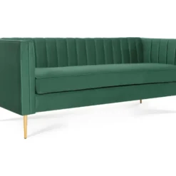 Canapé 3 Places James Velours Vert Pieds Doré -Promos Chesteris Boutique canape 9170099