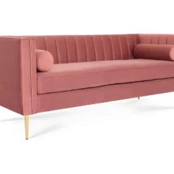 Canapé 3 Places James Velours Vieux Rose Pieds Doré -Promos Chesteris Boutique canape 9170247