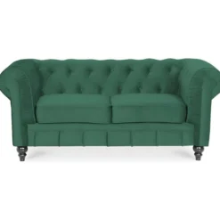 Canapé Chesterfield Velours 2 Places Altesse Vert