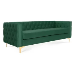 Canapé 3 Places Edward Velours Vert Pieds Doré -Promos Chesteris Boutique canape 9170479