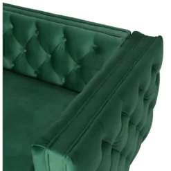 Canapé 3 Places Edward Velours Vert Pieds Doré -Promos Chesteris Boutique canape 9170483