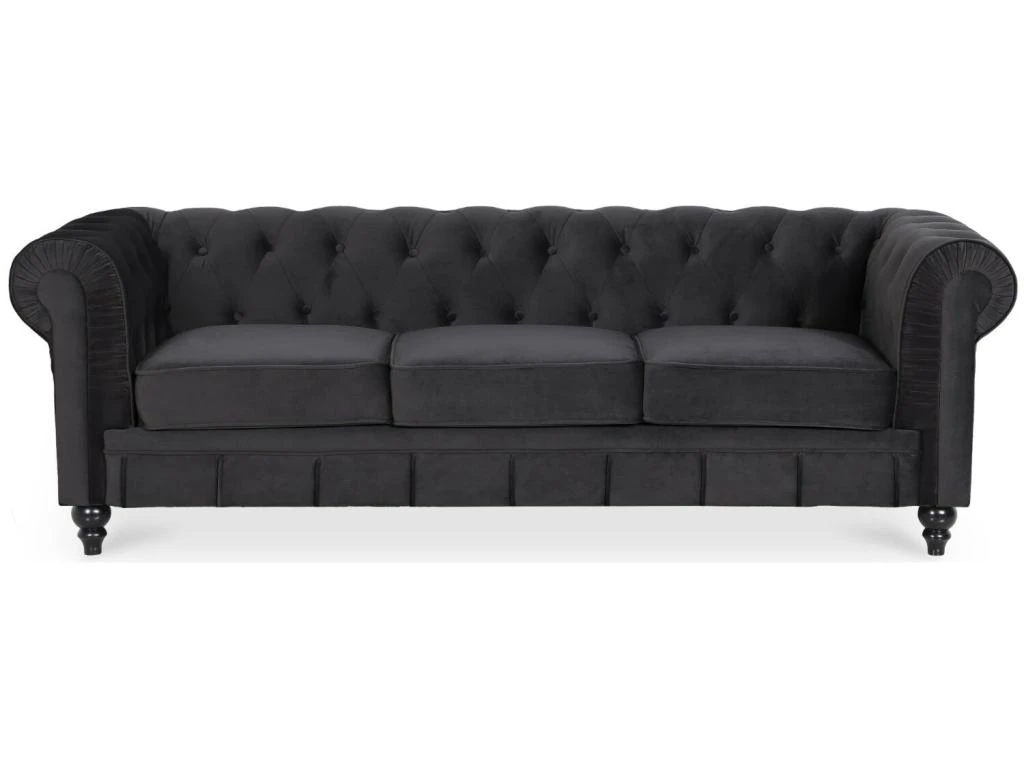 Canape Chesterfield Velours 3 Places Altesse Noir 1 Canape Chesterfield Velours 3 Places Altesse Noir