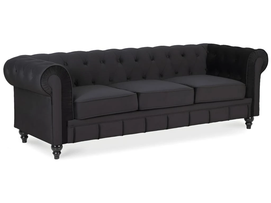 Canape Chesterfield Velours 3 Places Altesse Noir 2 Canape Chesterfield Velours 3 Places Altesse Noir – Image 2