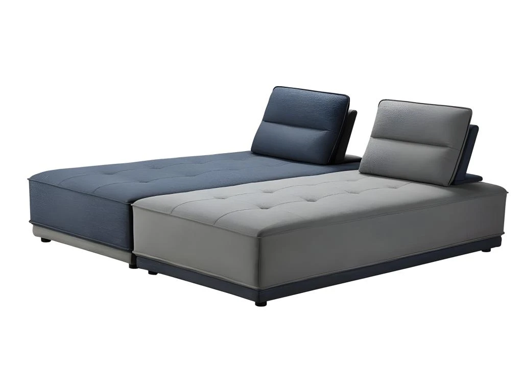 Canapé D'angle Modulable Tissu Gris Et Bleu - LOUNGE 3 Canapé D'angle Modulable Tissu Gris Et Bleu - LOUNGE – Image 3