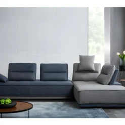 Canapé D'angle Modulable Tissu Gris Et Bleu - LOUNGE 8 Canapé D'angle Modulable Tissu Gris Et Bleu - LOUNGE -Promos Chesteris Boutique canape 9170557
