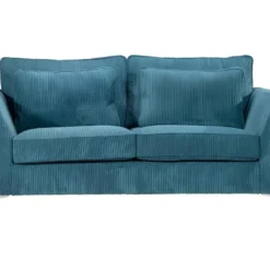 Canapé 2 Places Isla Velours Côtelé Bleu - Bleu