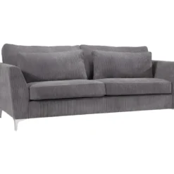 Canapé 3 Places Isla Velours Côtelé Gris - Gris