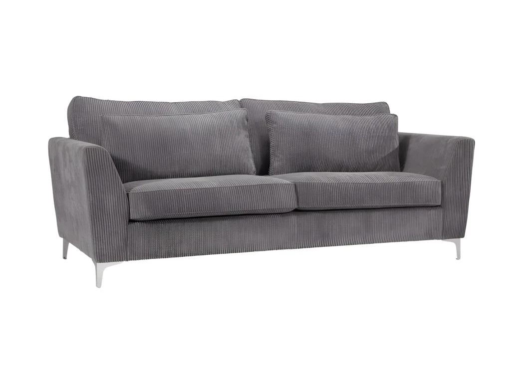 Canapé 3 Places Isla Velours Côtelé Gris - Gris 1 Canapé 3 Places Isla Velours Côtelé Gris - Gris