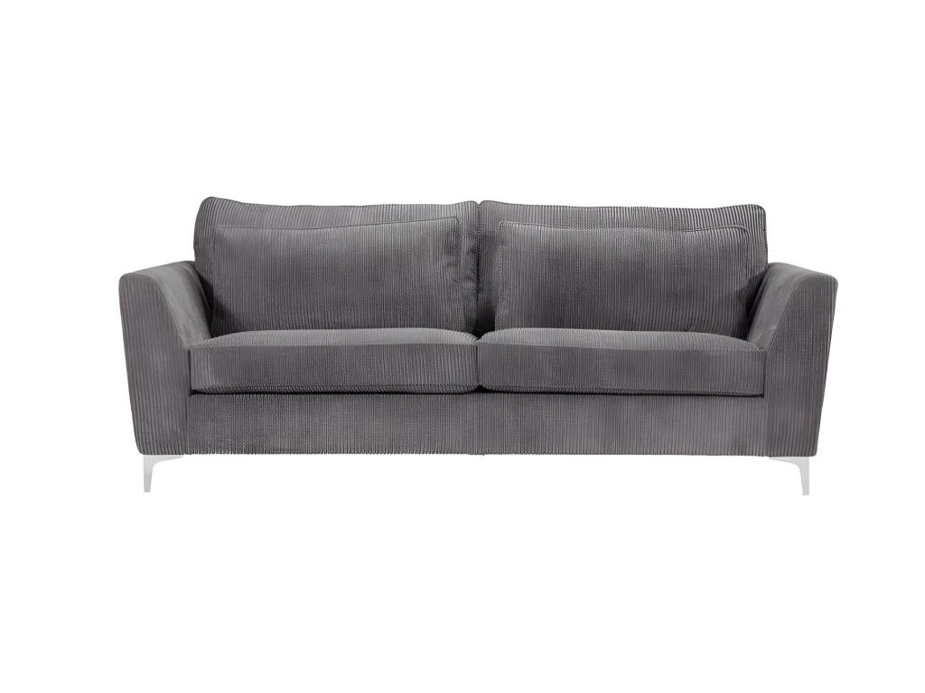 Canapé 3 Places Isla Velours Côtelé Gris - Gris 2 Canapé 3 Places Isla Velours Côtelé Gris - Gris – Image 2