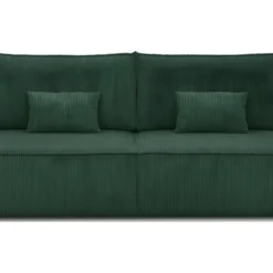 Canapé Convertible 3 Places Avec Coffre De Rangement En Velours Côtelé Vert Foncé - Milla