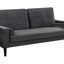 Canapé Droit Fixe En Velours "Monika" - 3 Places - Gris