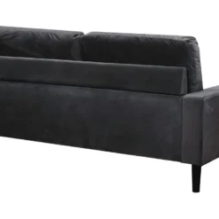 Canapé Droit Fixe En Velours "Monika" - 3 Places - Gris -Promos Chesteris Boutique canape 9475585