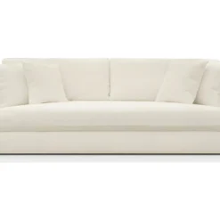 Canapé 4 Places En Tissu Bouclette écru + 4 Coussins - Denver