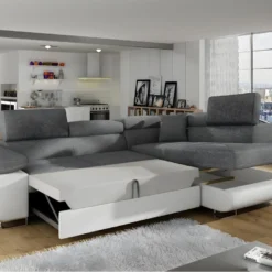 Canapé D'angle Droit Convertible Marius Gris Et Blanc -Promos Chesteris Boutique canape 9480447