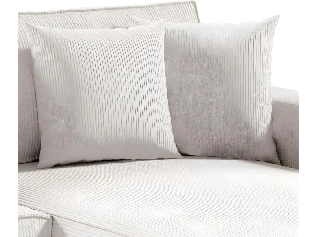 Canapé D'angle Réversible Et Convertible 4 Places Avec Coffre Isaac Velours Côtelé Blanc Cassé 4 Canapé D'angle Réversible Et Convertible 4 Places Avec Coffre Isaac Velours Côtelé Blanc Cassé – Image 4