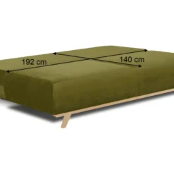 Canapé Convertible 3 Places Avec Coffre De Rangement En Velours Vert Olive - Laria -Promos Chesteris Boutique canape 9480603