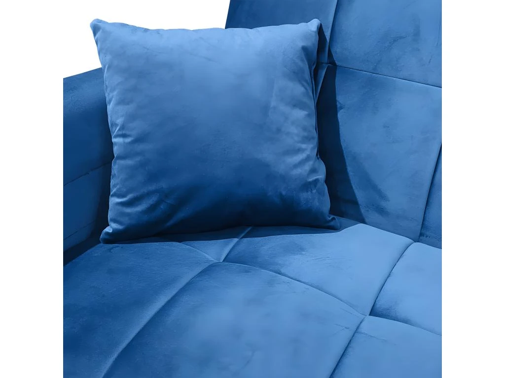 Canapé 3 Places Convertible En Velours Bleu Et Pieds Doré - RALPH 5 Canapé 3 Places Convertible En Velours Bleu Et Pieds Doré - RALPH – Image 5