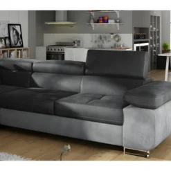 Canapé D'angle Convertible En Tissu Luxe 5 Places, Avec Coffre, Gris Foncé / Gris Clair, Angle Gauche (vu De Face), ANNECY VELOURS 7 Canapé D'angle Convertible En Tissu Luxe 5 Places, Avec Coffre, Gris Foncé / Gris Clair, Angle Gauche (vu De Face), ANNECY VELOURS -Promos Chesteris Boutique canape 9480835