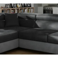 Canapé D'angle Convertible En Tissu Luxe 5 Places, Avec Coffre, Gris Foncé / Gris Clair, Angle Gauche (vu De Face), ANNECY VELOURS 9 Canapé D'angle Convertible En Tissu Luxe 5 Places, Avec Coffre, Gris Foncé / Gris Clair, Angle Gauche (vu De Face), ANNECY VELOURS -Promos Chesteris Boutique canape 9480839