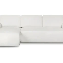 Canapé D'angle Réversible Convertible 5 Places Avec Coffre De Rangement En Tissu Bouclettes écru - Cozy