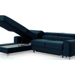 Canapé D'angle Convertible En Tissu Velours Luxe Bleu, 5 Places, Angle Gauche (vu De Face) - GRECE VELOURS 7 Canapé D'angle Convertible En Tissu Velours Luxe Bleu, 5 Places, Angle Gauche (vu De Face) - GRECE VELOURS -Promos Chesteris Boutique canape 9481251