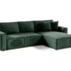 Canapé D'angle Réversible Et Convertible 4 Places Avec Coffre Isaac Velours Côtelé Vert Sapin