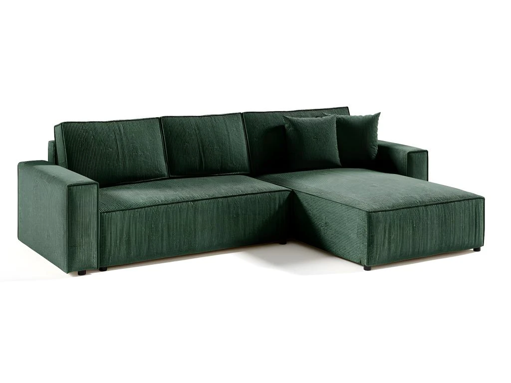 Canapé D'angle Réversible Et Convertible 4 Places Avec Coffre Isaac Velours Côtelé Vert Sapin 1 Canapé D'angle Réversible Et Convertible 4 Places Avec Coffre Isaac Velours Côtelé Vert Sapin