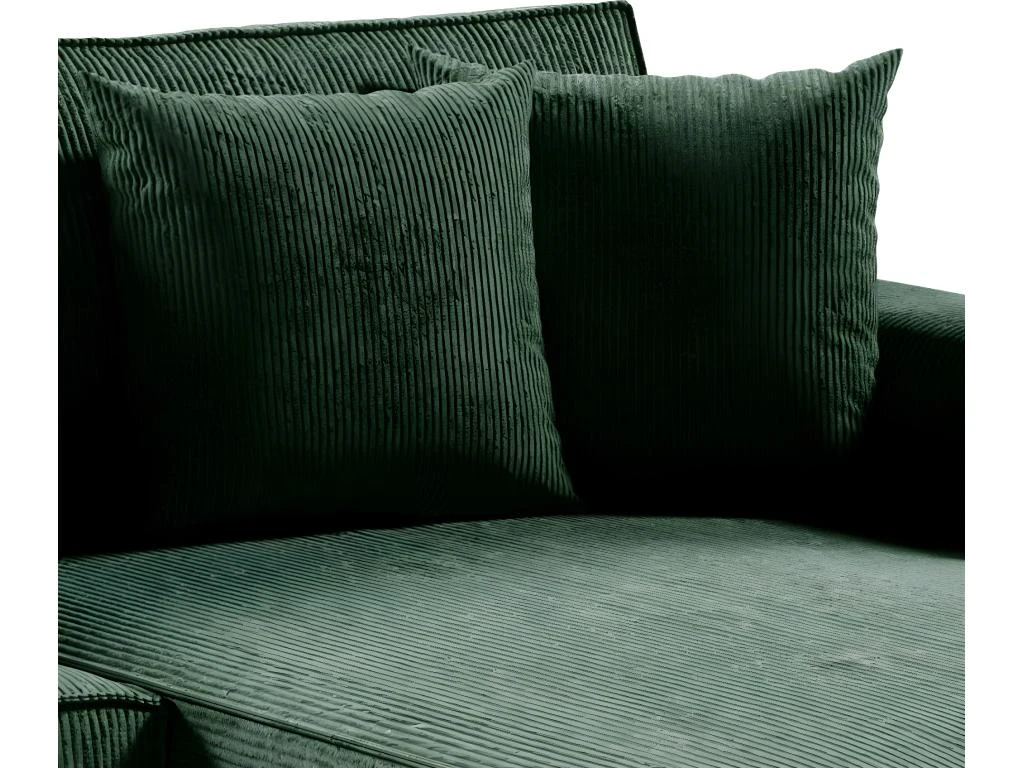 Canapé D'angle Réversible Et Convertible 4 Places Avec Coffre Isaac Velours Côtelé Vert Sapin 4 Canapé D'angle Réversible Et Convertible 4 Places Avec Coffre Isaac Velours Côtelé Vert Sapin – Image 4