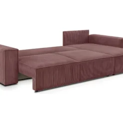 Canapé D'angle Convertible Réversible 5 Places Avec Coffre De Rangement En Velours Côtelé Vieux Rose - Harper -Promos Chesteris Boutique canape 9482003