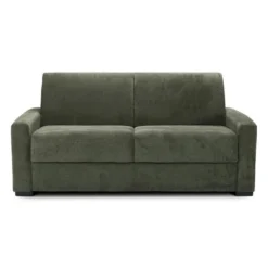 Canapé Convertible 3 Places En Velours Fines Côtes Vert - Ouverture Express - Anzio