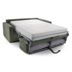 Canapé Convertible 3 Places En Velours Fines Côtes Vert - Ouverture Express - Anzio -Promos Chesteris Boutique canape 9482211