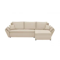 Canapé D'angle Réversible Et Convertible HELIX, Couleur Beige, 4 Places Avec Coffre De Rangement