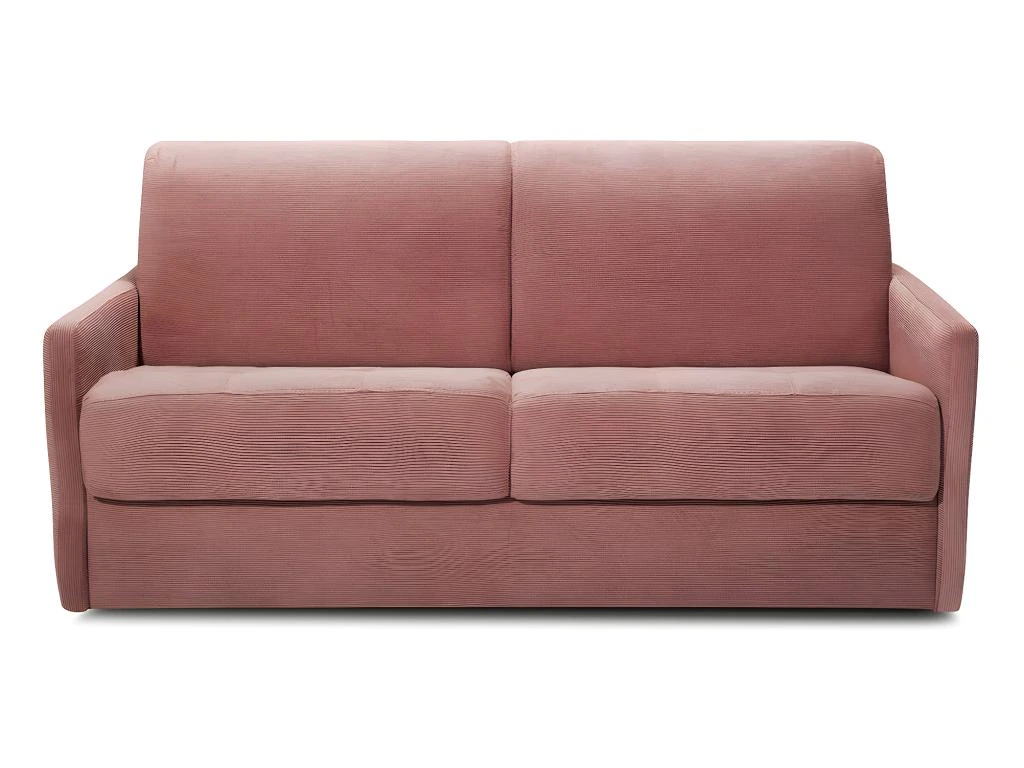 Canapé Convertible 3 Places En Velours Fines Côtes Vieux Rose - Ouverture Express - Couchage Quotidien - Matelas HD 140 - Sienne 1 Canapé Convertible 3 Places En Velours Fines Côtes Vieux Rose - Ouverture Express - Couchage Quotidien - Matelas HD 140 - Sienne