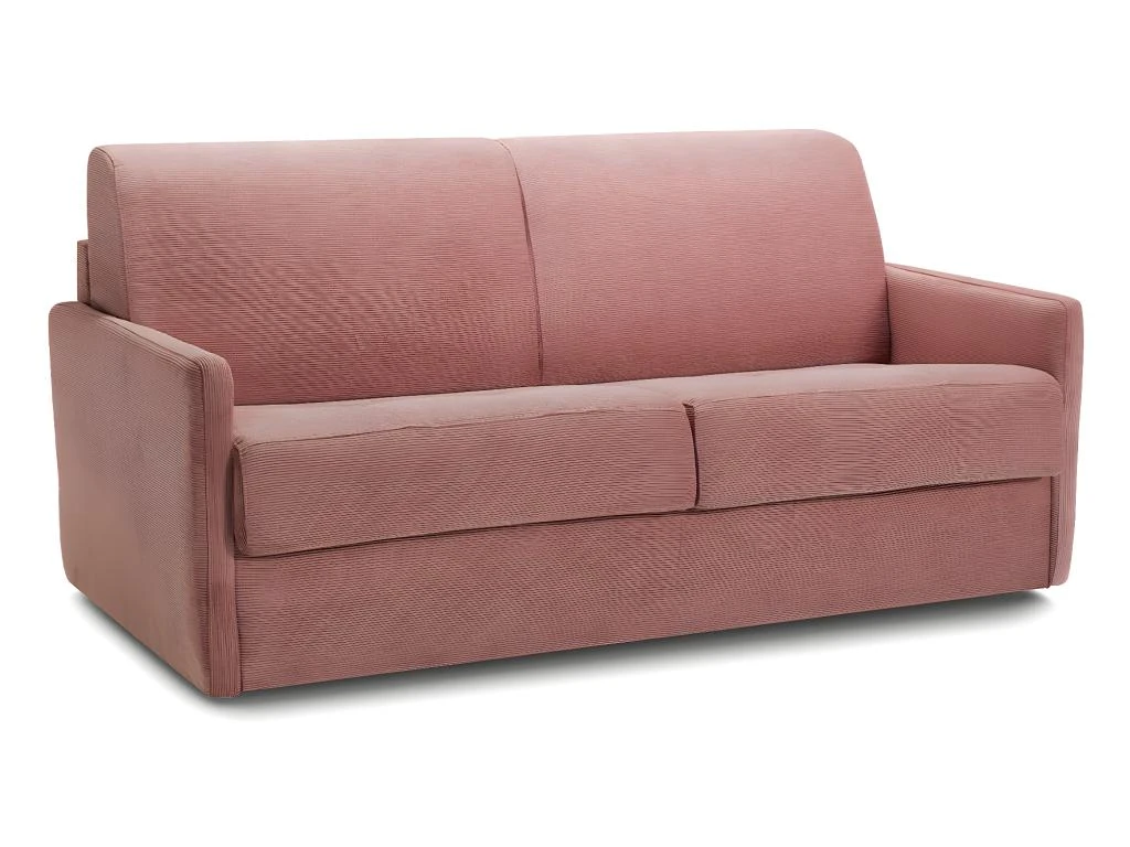 Canapé Convertible 3 Places En Velours Fines Côtes Vieux Rose - Ouverture Express - Couchage Quotidien - Matelas HD 140 - Sienne 2 Canapé Convertible 3 Places En Velours Fines Côtes Vieux Rose - Ouverture Express - Couchage Quotidien - Matelas HD 140 - Sienne – Image 2