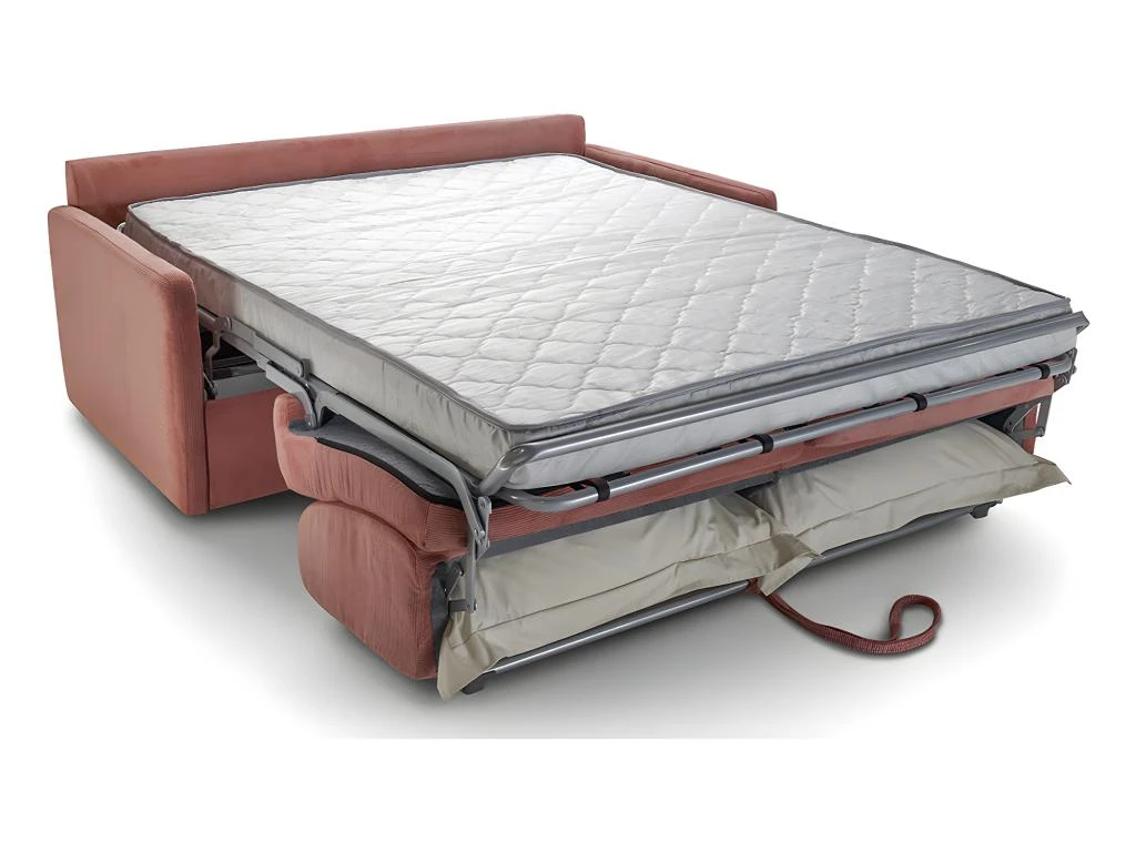 Canapé Convertible 3 Places En Velours Fines Côtes Vieux Rose - Ouverture Express - Couchage Quotidien - Matelas HD 140 - Sienne 3 Canapé Convertible 3 Places En Velours Fines Côtes Vieux Rose - Ouverture Express - Couchage Quotidien - Matelas HD 140 - Sienne – Image 3