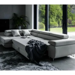 Canapé D'angle Convertible En Tissu Luxe 5 Places, Avec Coffre, Gris Clair, Angle Gauche (vu De Face), ANNECY VELOURS 8 Canapé D'angle Convertible En Tissu Luxe 5 Places, Avec Coffre, Gris Clair, Angle Gauche (vu De Face), ANNECY VELOURS -Promos Chesteris Boutique canape 9482479