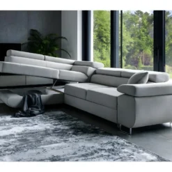 Canapé D'angle Convertible En Tissu Luxe 5 Places, Avec Coffre, Gris Clair, Angle Gauche (vu De Face), ANNECY VELOURS 9 Canapé D'angle Convertible En Tissu Luxe 5 Places, Avec Coffre, Gris Clair, Angle Gauche (vu De Face), ANNECY VELOURS -Promos Chesteris Boutique canape 9482481