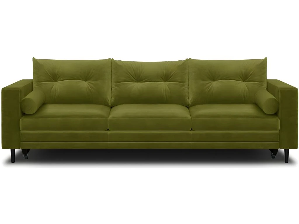 Canapé 3 Places Convertibles En Velours Vert Olive - Viktor 1 Canapé 3 Places Convertibles En Velours Vert Olive - Viktor