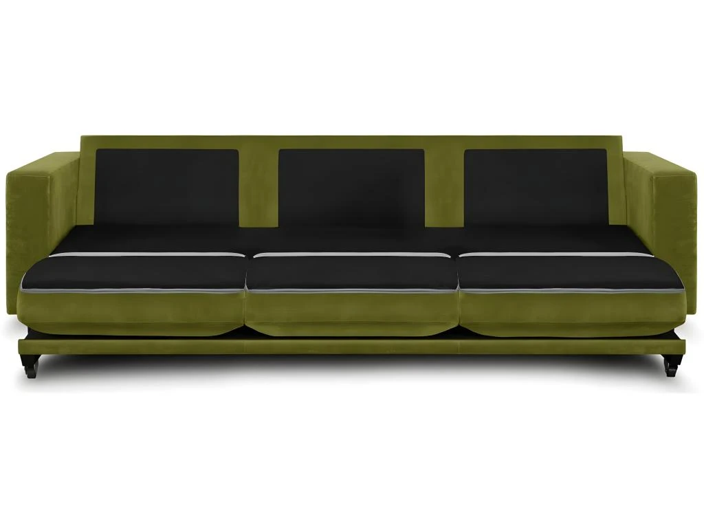 Canapé 3 Places Convertibles En Velours Vert Olive - Viktor 3 Canapé 3 Places Convertibles En Velours Vert Olive - Viktor – Image 3