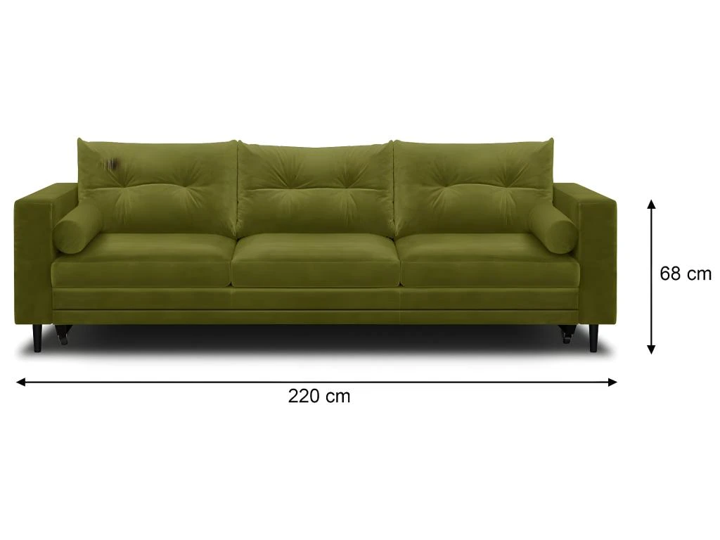 Canapé 3 Places Convertibles En Velours Vert Olive - Viktor 5 Canapé 3 Places Convertibles En Velours Vert Olive - Viktor – Image 5