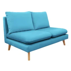 Chauffeuse 2 Places Pour Canapé Modulable En Velours Bleu - LASSIE