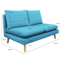 Chauffeuse 2 Places Pour Canapé Modulable En Velours Bleu - LASSIE 8 Chauffeuse 2 Places Pour Canapé Modulable En Velours Bleu - LASSIE -Promos Chesteris Boutique canape 9483595