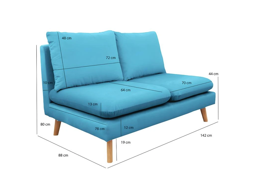 Chauffeuse 2 Places Pour Canapé Modulable En Velours Bleu - LASSIE 4 Chauffeuse 2 Places Pour Canapé Modulable En Velours Bleu - LASSIE – Image 4