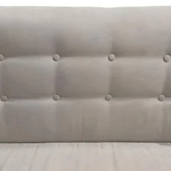 Canapé 3 Places Tissu Taupe Dossier Capitonné Et Pieds Bois - TRACY -Promos Chesteris Boutique canape 9483875